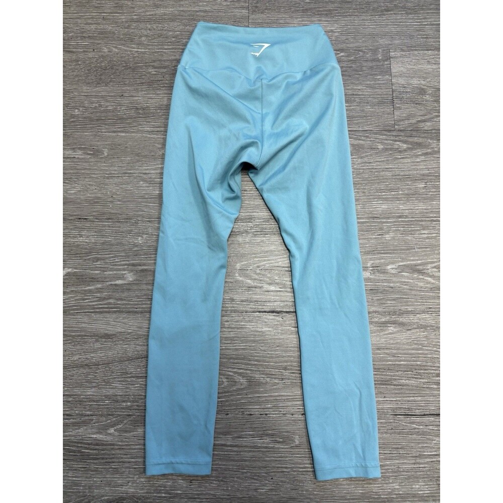 Gymshark Training Leggings Light Blue Color White Logo Front & Back Size XS